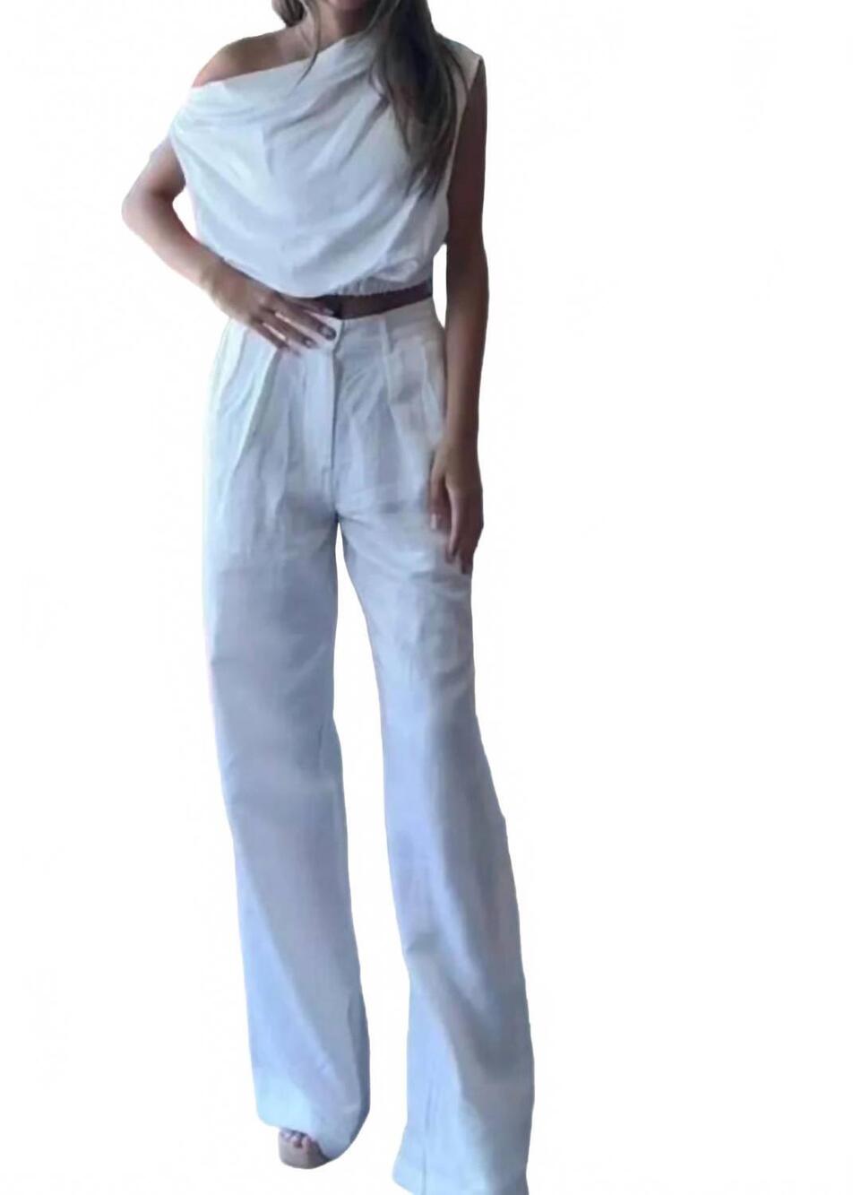 NEW ELAN wide leg pleated pants in white
